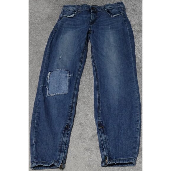 Pistola Skinny Jeans Women's Size 29 Blue Denim Ankle Zip Patchwork Distressed - Picture 1 of 14